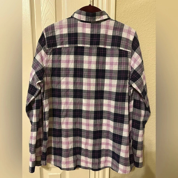 Eddie Bauer checked cotton long roll tab sleeve shirt size M. - Picture 2 of 6